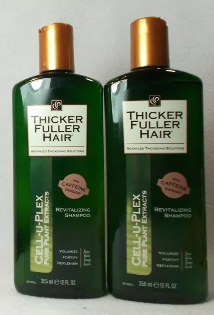 2 Thicker Fuller Hair Cell-U-Plex Pure Plant Extracts Revitalizing Shampoo 12oz