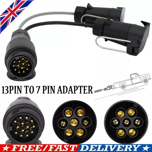 13 Pin to 7Pin Adaptor Towing Socket Plug Board Trailer Extension Lead Caravan