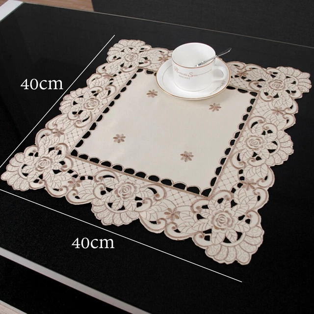 White Embroidered Tablecloth Rectangle Lace Table Cloth Cover Wedding Party