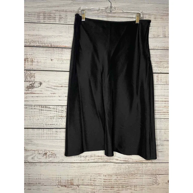 Vintage Amanda Smith Midi 100% Silk Black Skirt size 14
