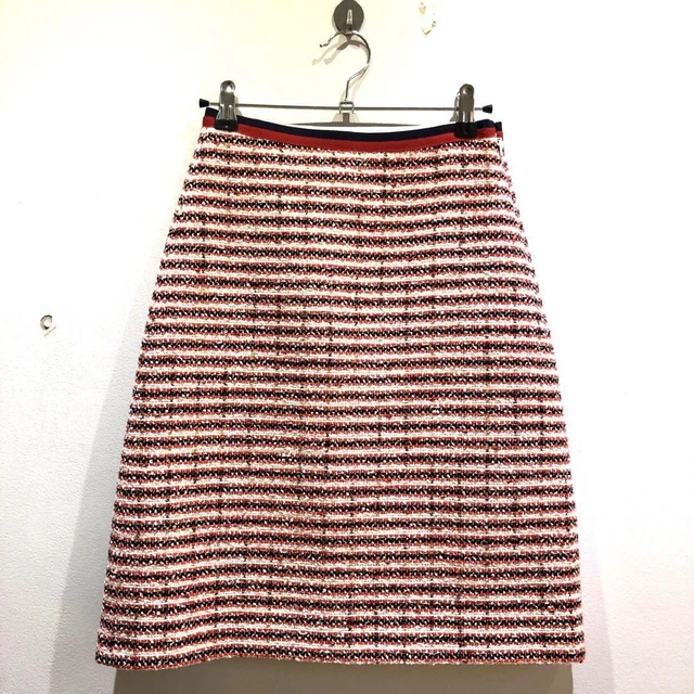 GUCCI Striped A-Line Skirt Women's Size 36 Red/Black/White Casual Made in Italy