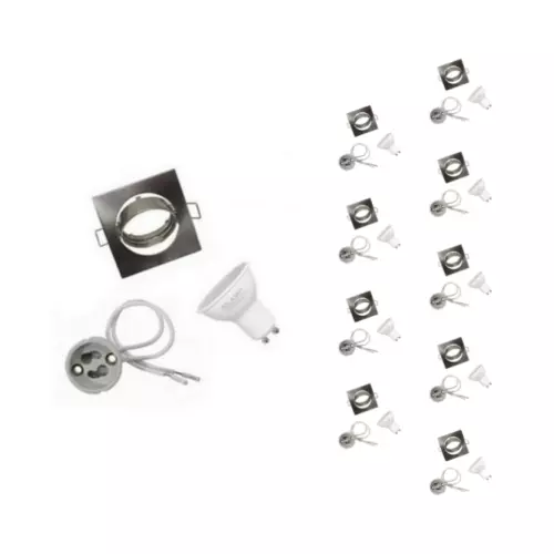 Kit Spot LED GU10 encastrable avec Ampoule LED 6W (Pack de 10) - Blanc Chaud 230