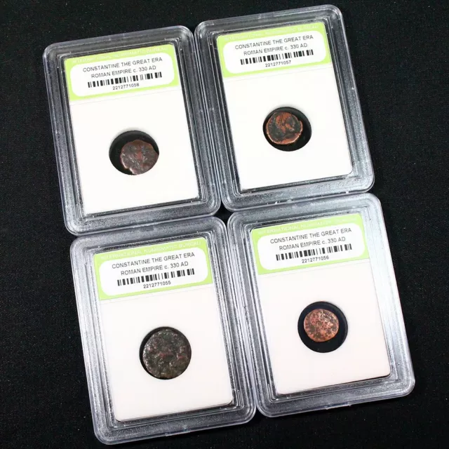 4 Slabbed Ancient Roman Constantine the Great Coins Nice Quality c 330 AD 17a