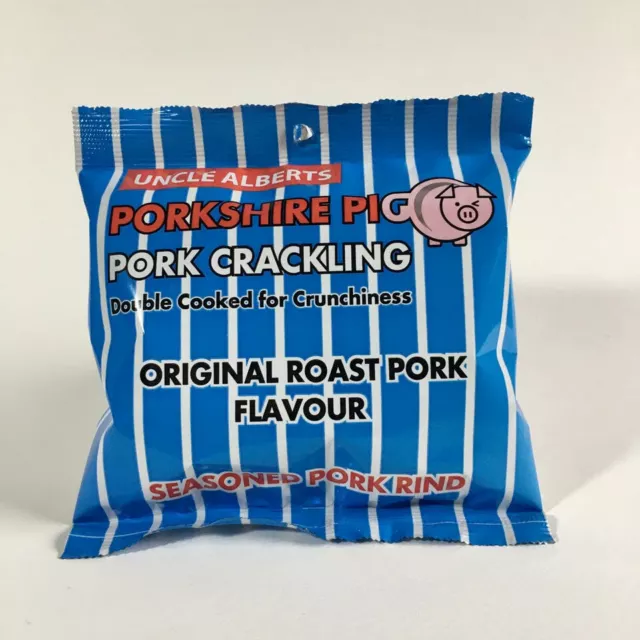 8 x 50g Uncle Alberts Porkshire Pig Pork Crackling Roast Pork flavour FREE P & P