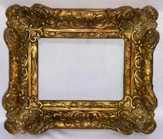 Antique Victorian Art Deco Gold Gilt Gesso Wood Frame Miniature Fits 5 5/8x4 3/8 2