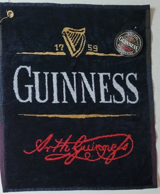 Arthur Guinness Signature Embroidered Golf Bar  Towel Pub Gift Harp Irish Logo