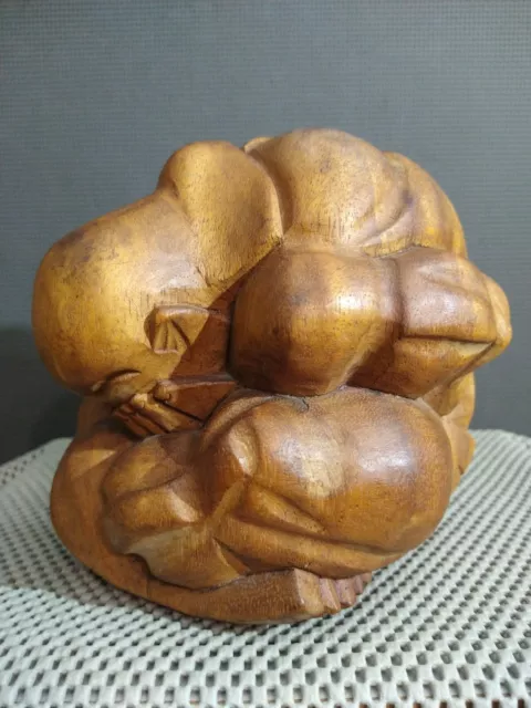 Vintage Asian Hand Carved Hardwood Weeping Monk Oriental Figurine