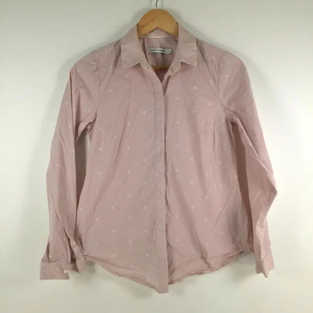 Sportscraft womens button up shirt size 8 pink striped paisley long sleeve229.21