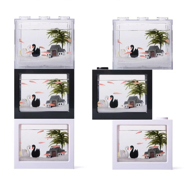 Home USB Mini Fish Tank Small Aquarium Betta Aquarium Office Desktop Decor 9