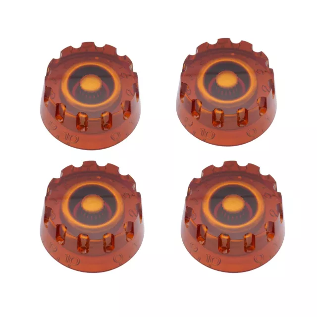 Musiclily Pro 4Pcs Amber Metric 18 Splines Knobs For Epiphone Les Paul SG Guitar