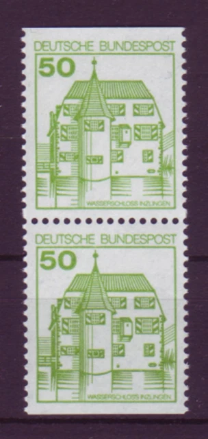 Bund 1038 C/D ZD oben+unten geschnitten aus MH Burgen + Schlösser 50 Pf **