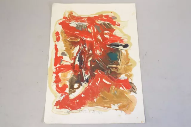 Abstrakte Komposition Acrylgemälde unleserlich signiert datiert 1956 (FQ923)
