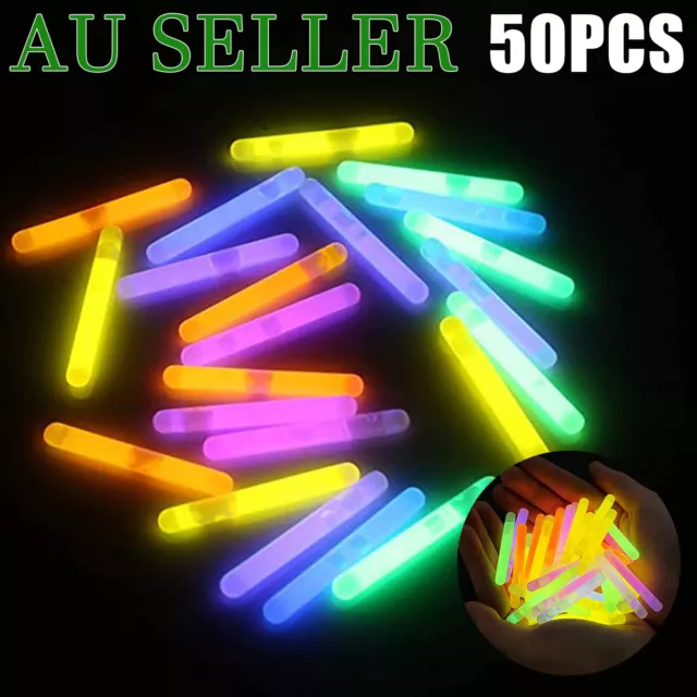 50PCS Mini Glowsticks 4.5 x 39mm Rave Fishing Party Glow Sticks multi colours AU