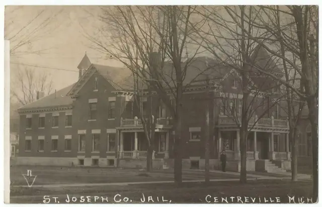 Centreville Michigan MI ~ St. Joseph County Jail ~ Kruxo RPPC Real Photo c.1909