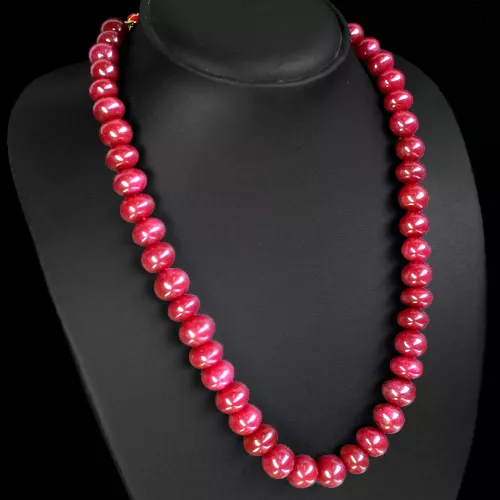 Top Quality Sparkling 511.00 Cts Natural Red Ruby Round Beads Necklace Paypal