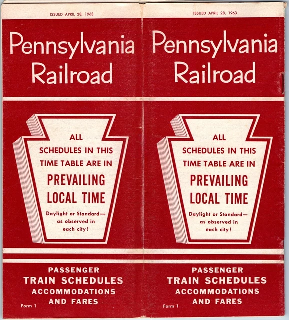 APR 1963 PENNSYLVANIA Railroad Public Timetable Passenger Train