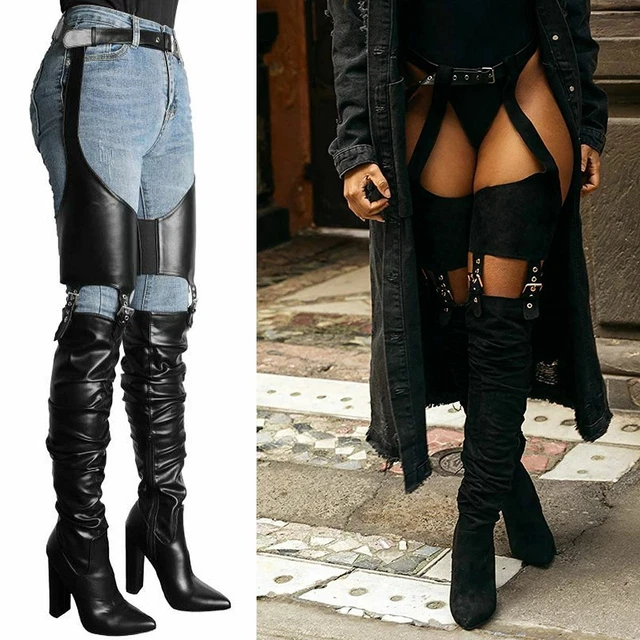 Belted boots on sale thigh high