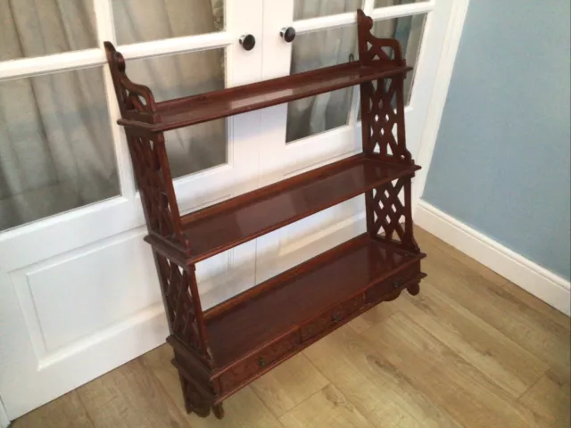 Vintage Style Wooden Hanging Shelves With 3 Drawers