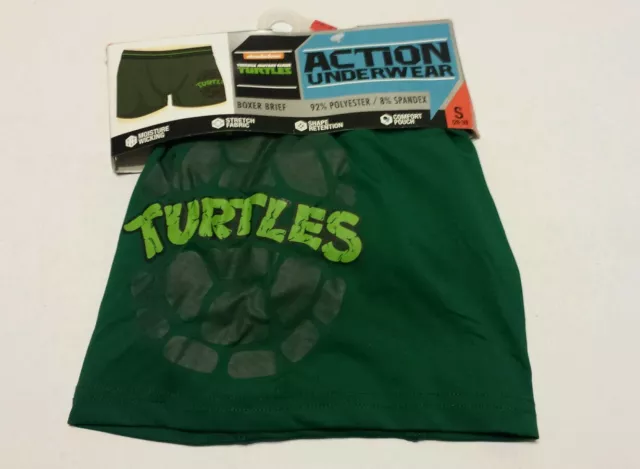 Men Boxer Brief Action Underwear Small 28-30 Green Teenage Mutant Ninja Turtles