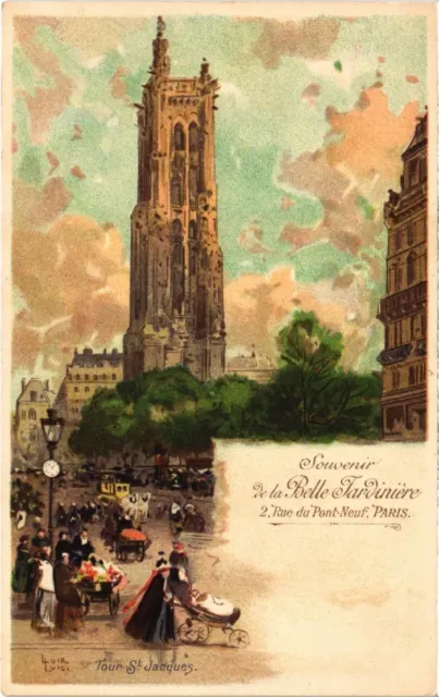 CPA PARIS Souvenir de la Belle Jardiniere Tour St-Jacques LITHO (1244534)