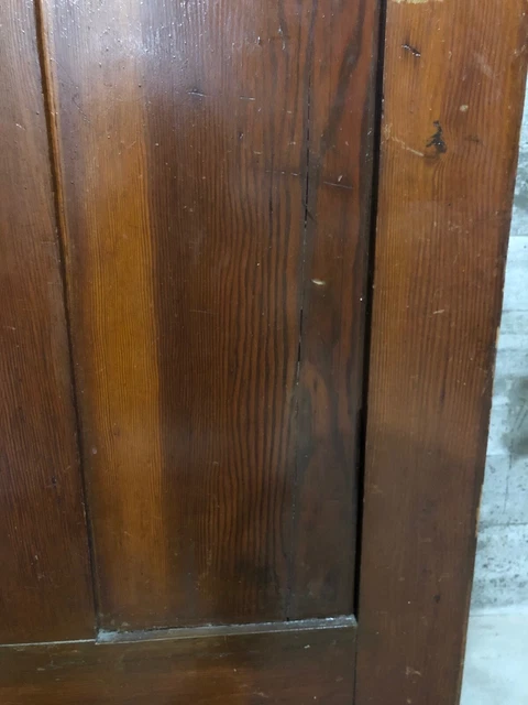 Antique Craftsman Interior Wood Stained Entry Door /w Red Glass & 8 Panes 34x82 5