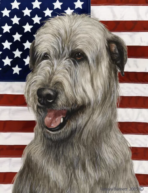 Patriotic (D2) House Flag - Grey Irish Wolfhound 32329