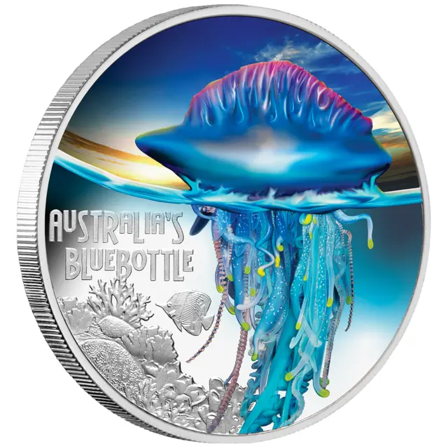 Tuvalu 1 $ 2024 Australias Bluebottle Dangerous 1 Oz Silber Farbig PP mit OVP