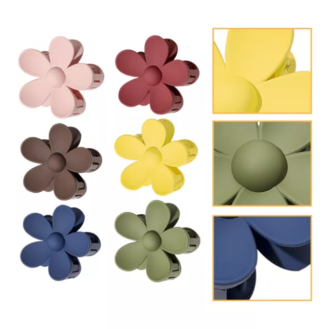 6 piezas soporte de cola de caballo de plástico horquilla clips coloridos garra de flor