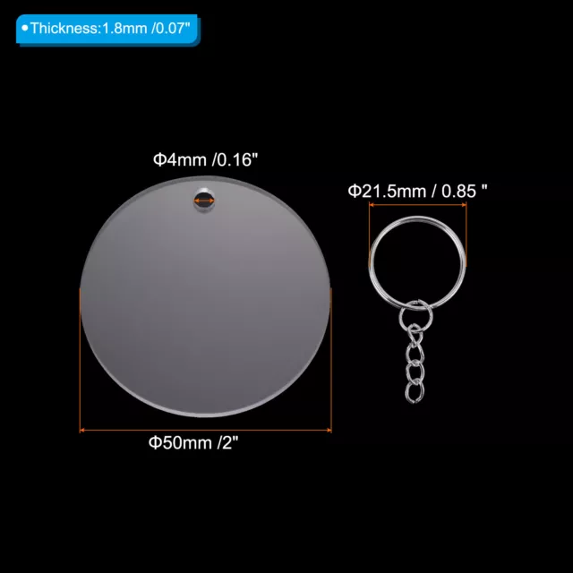 Acryl Schlüsselanhänger Rohlinge 2" 36 Set Klar Scheibe Schlüsselanhänger mit Quaste 2