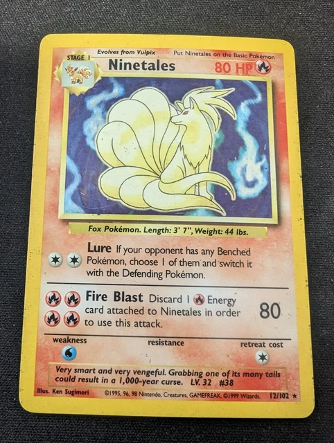 Ninetails - 12/102 Base Set - Rare Holo - Pokemon Card 1999