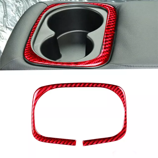 Red Carbon Fiber Rear Armrest Cup Holder Panel Cover For Honda Civic 8th 2006-11