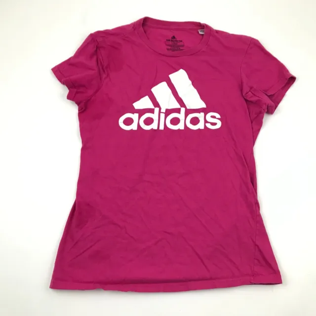 Adidas Camicia Donna Taglia Media Nero Rosa Tee Manica Corta Grafico Adulti Top