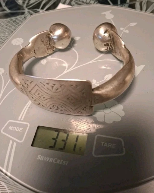 Bracelet Ethnique Berbère Ancien En Argent Massif 800 – 19 Mm, 28,5 G