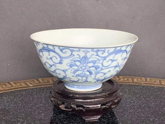 Antique Chinese Qing Dynasty Underglaze Blue & White Bowl 19thC China