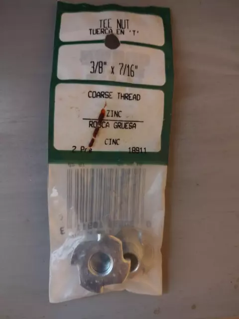 3/8"-16 x 7/16" Coarse Thread Tee Nut 4 Prong Zinc Plated