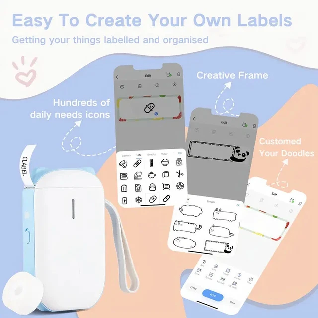 JR Label Maker Machine Wireless Bluetooth Portable Label Printer For Home Office