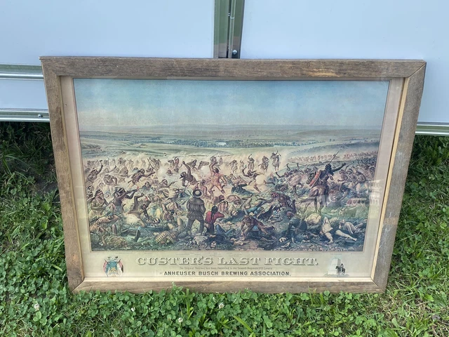 CUSTER'S  LAST FIGHT Wooden Frame 46.5 x 36 in, Framed 42.5 x 36 inch