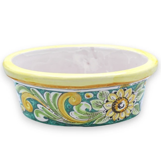 Cassetta vaso ovale in Ceramica Caltagirone - L 35 x 20 x 13 cm ca. decoro baroc