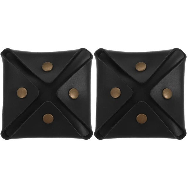 2x Buckle Design Convenient Lightweight Portable Leather Earphone Small Bag