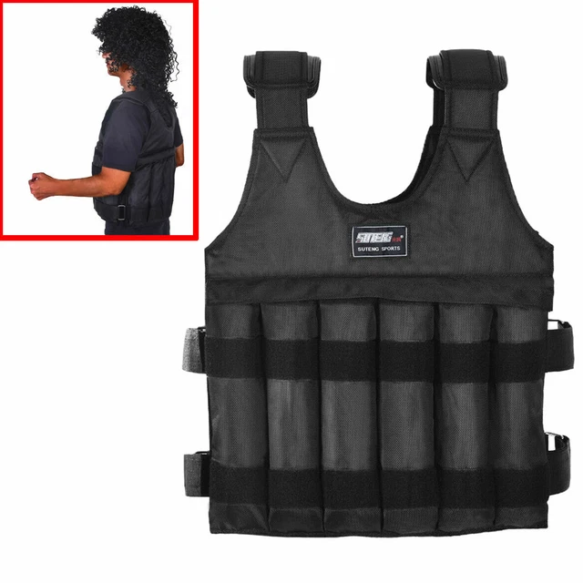 Gilet Zavorrato Regolabile Fino A 50 Kg - Gilet Con Pesi Per Corsa E Allenamento, In Tessuto Oxford, 12 Tasche