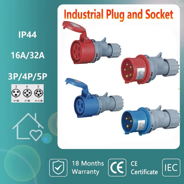 Spina CEE, frizione qualità TOP, presa 16A 32A IP44 230V 380V 5P 3P