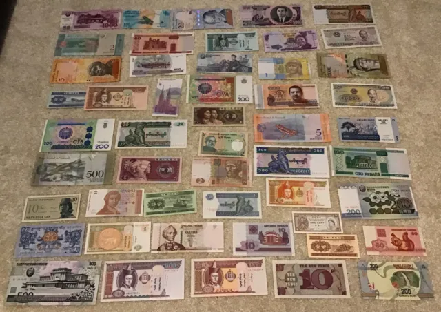 Lot Of 50 X World Banknotes. All Different Set. 50 Pcs. All Uncirculated.