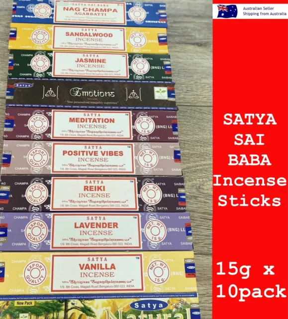 NAG CHAMPA Incense Sticks 15g x 10 Pack Satya Home Fragrance Scents Party AROMA