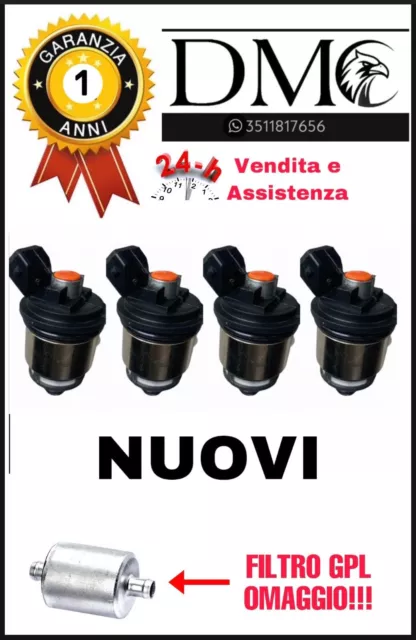 Kit 4 Iniettori Landi Renzo Gpl Tappo Arancione Nuovi 237127000 Med