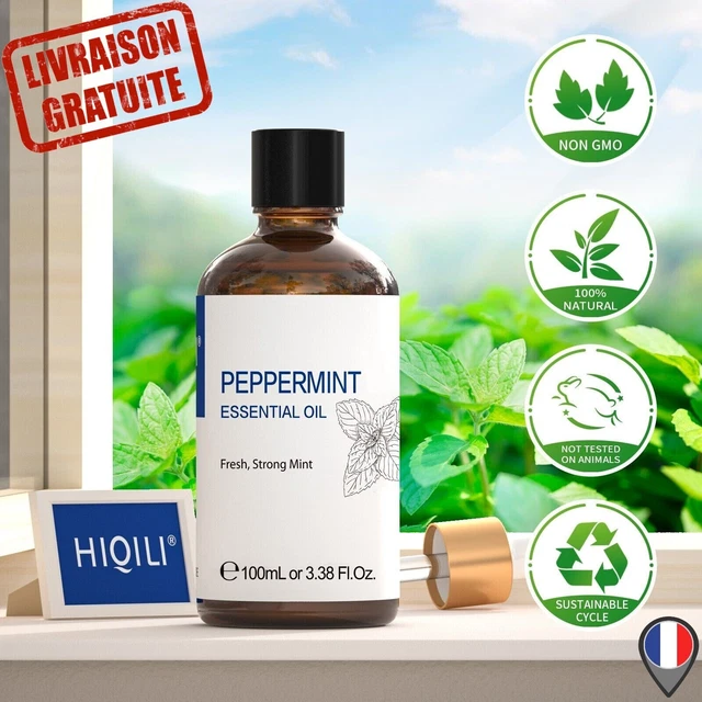 Huile Essentielle Menthe Poivrée 100ml Pure 100% Naturelle Massage Aromathérapie