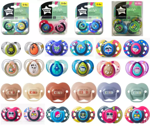 Tommee Tippee Twin Pack BPA-Free Soothers Dummies 0 - 36 Months With Carry Case