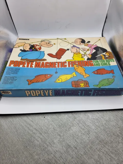 Rare Vintage Berwick Popeye Magnetic Fishing Game 1973 Toy Complete