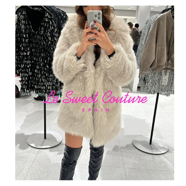 Zara beige fur top coat