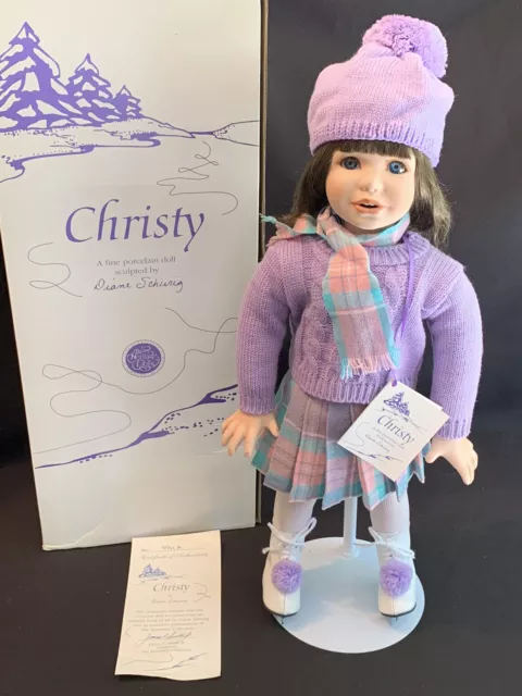 1992 Hamilton Collection Porcelain Doll CHRISTY ICE SKATER By Diane Schurig COA