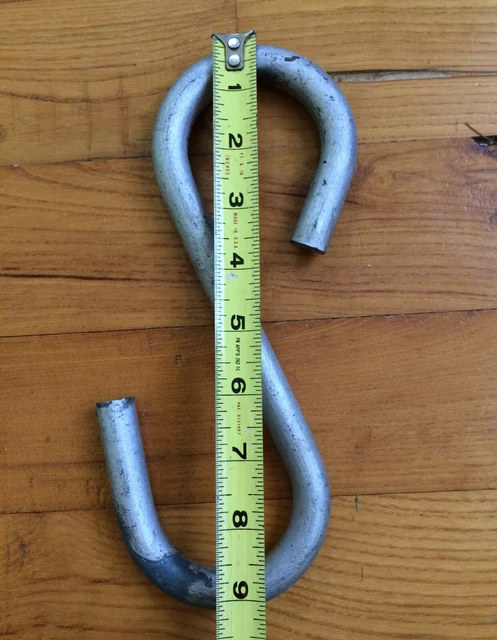Heavy Duty Industrial Iron S Hook Large 9" Tall 5/8" Diameter